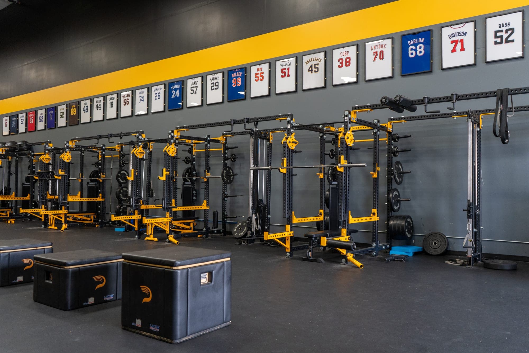 Strength training space inside Driveline Baseball