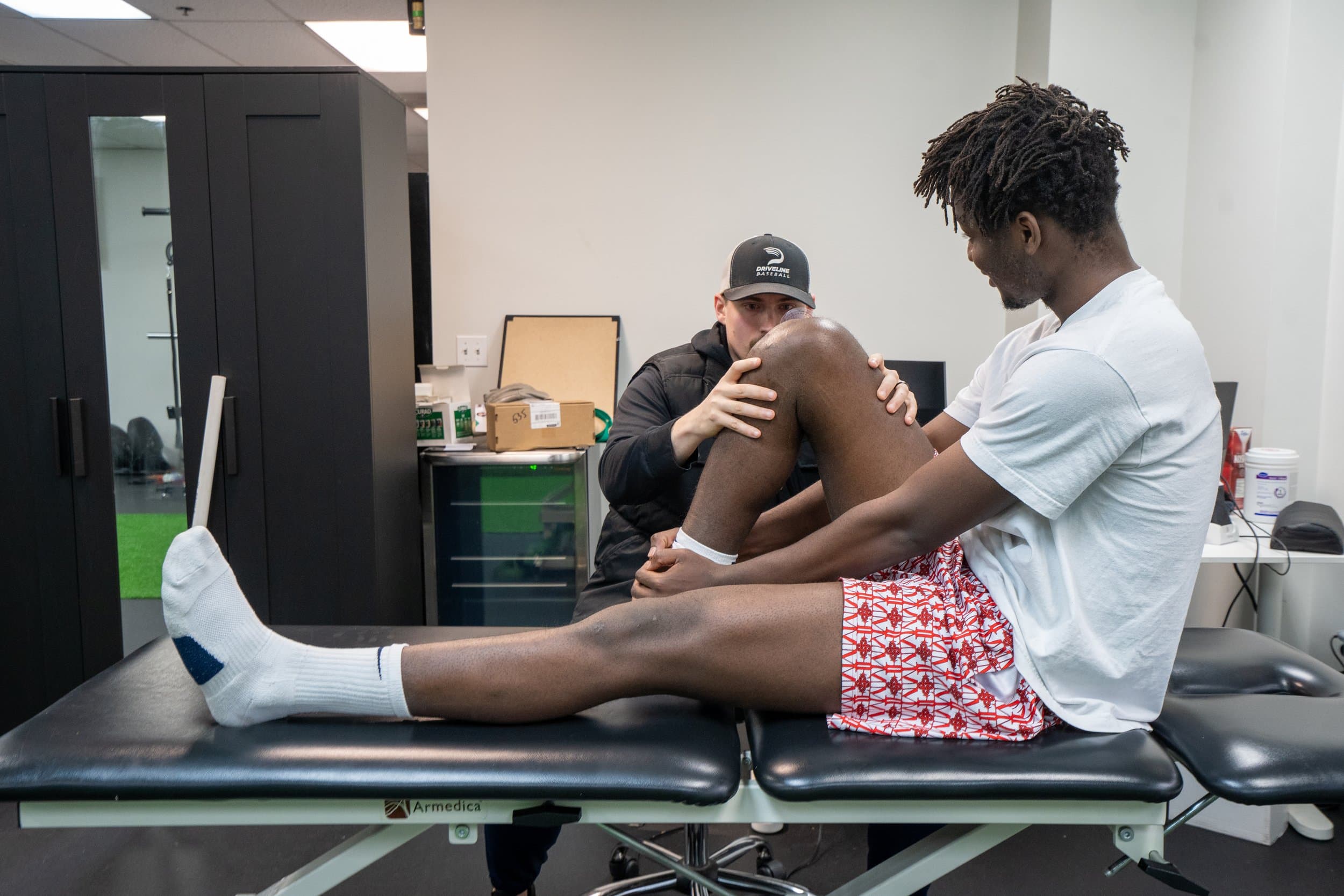 Athlete performing strength rehab