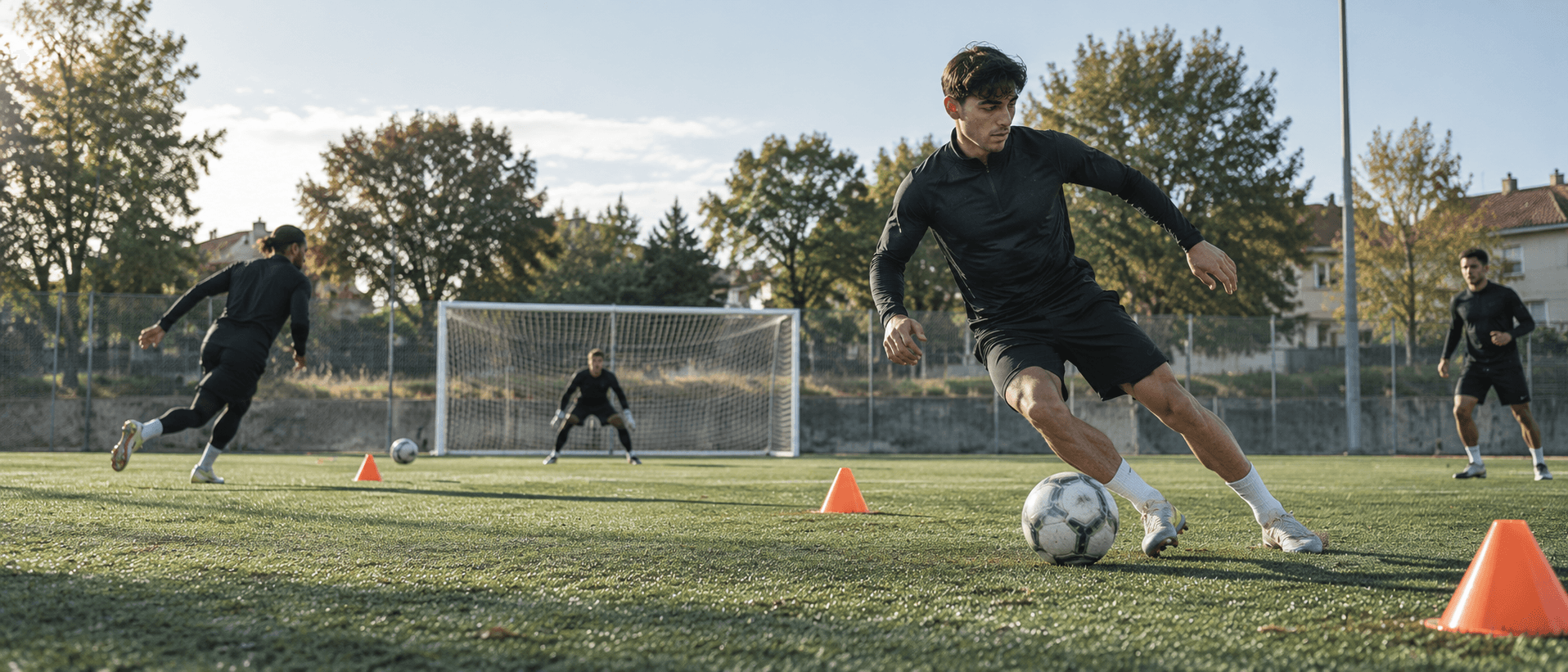 Athletes completing field drills while preparing to return to sport