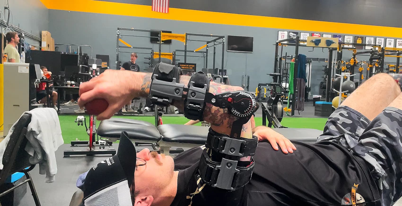 Strength training equipment at Driveline Baseball facility
